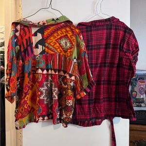 ( free with any purchase) Colorful Patchwork and Red Plaid Button Down Shirts